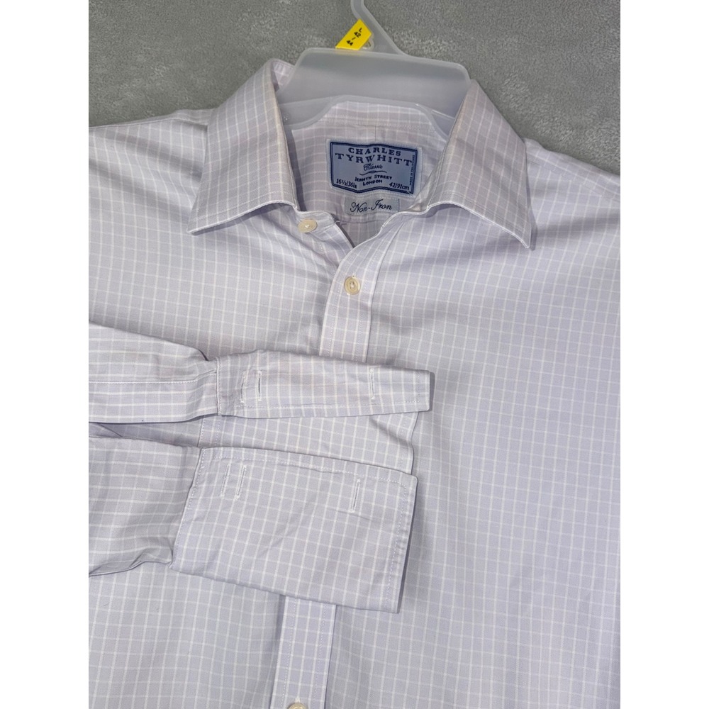 Charles Tyrwhitt Mens 16.5X36 Classic Non-Iron French Cuff Dress Shirt Purple